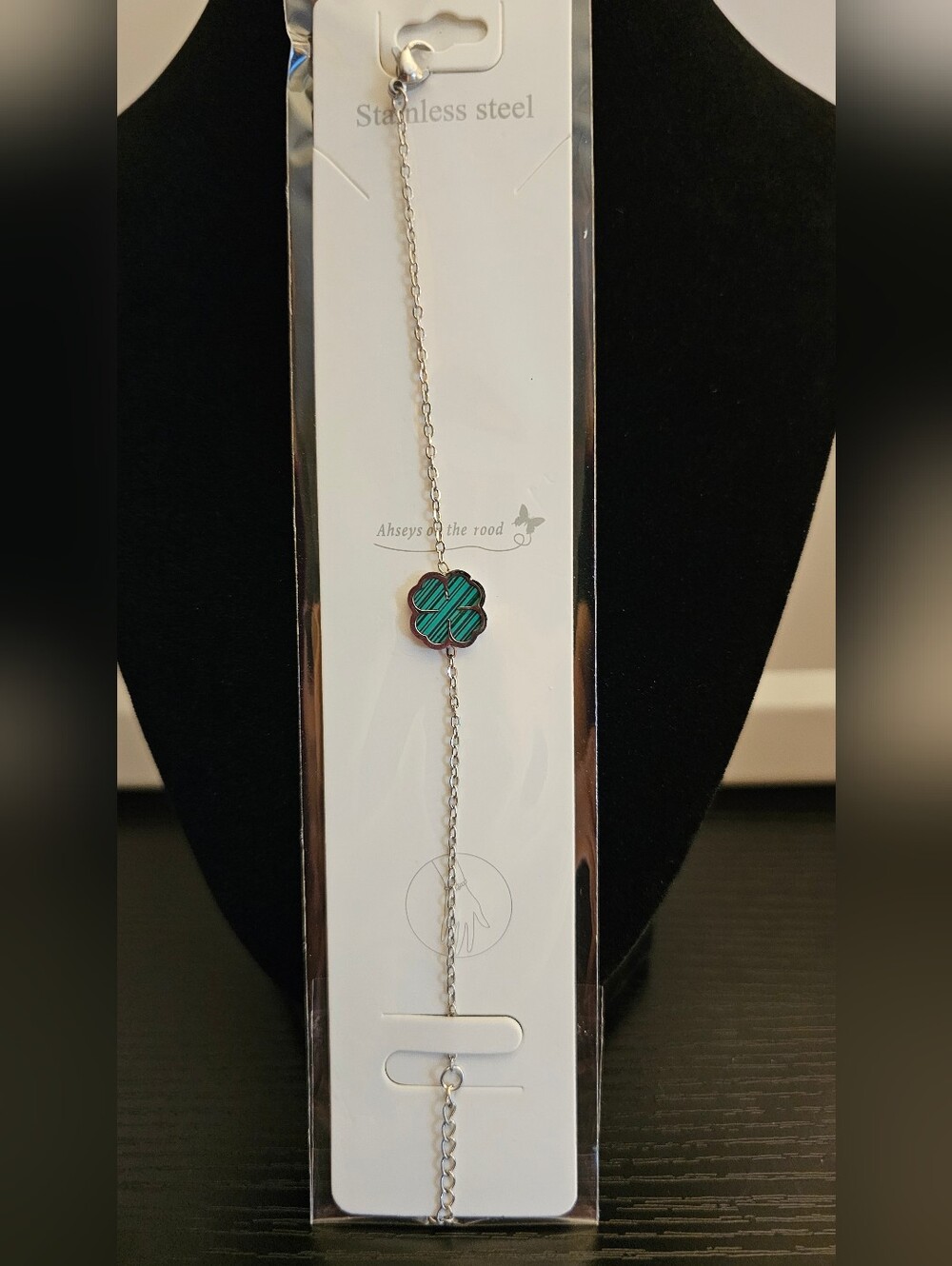 Stainless Steel Women's Clover Bracelet in Teal